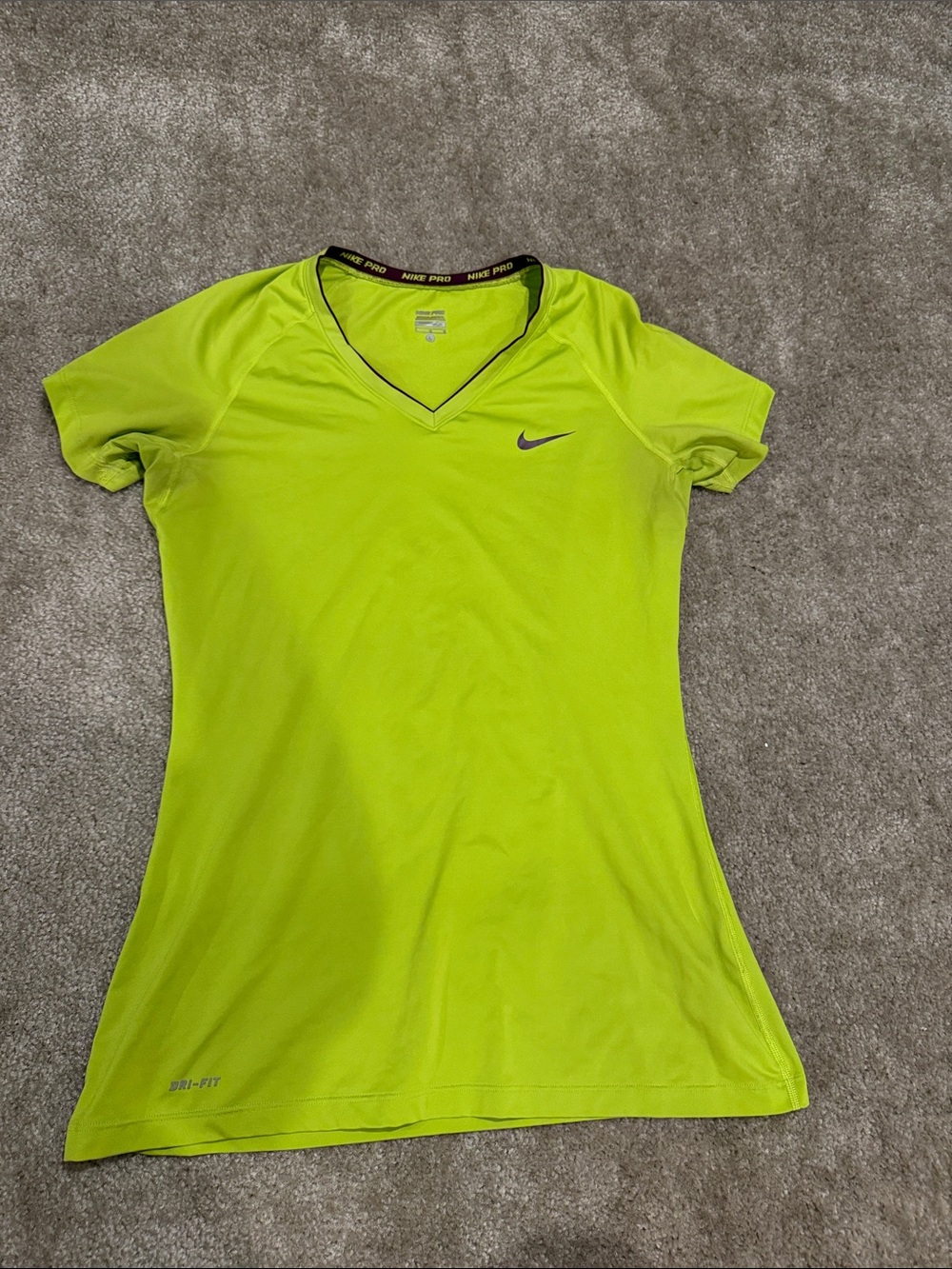 Nike pro Women’s Lime Dri-FIT V-Neck Short Sleeve Top